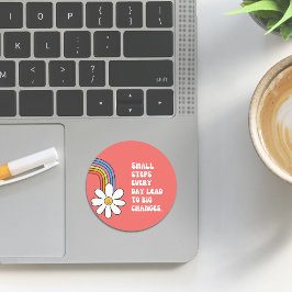 Selbstbewegungssticker mit Daisy & Rainbow Runder Aufkleber