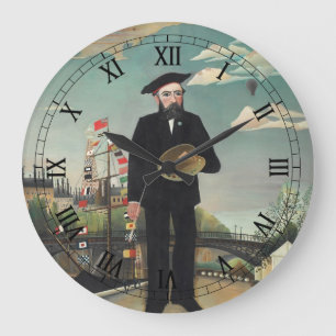 Selbstbildnis Landschaft 1890, Henri Rousseau Große Wanduhr
