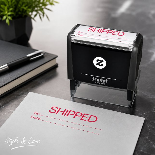 Selbstfärbender Versanddatum-Stempel Permastempel (Self Inking Shipped By Date Office Stamp)
