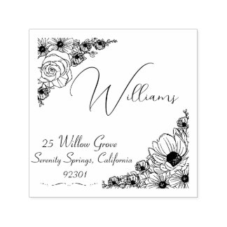 Selbstfarbige Familienadresse Blumendoodles Briefm Permastempel