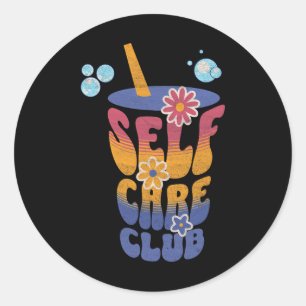 Selbstfürsorge-Club Süße Blumen Positivität Yoga M Runder Aufkleber