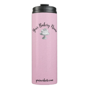 Selbstgebackenes Werbegeschenk für Kuchen Rosa Thermosbecher