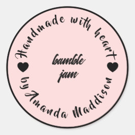 Selbstgemacht mit Liebe Herz-Marmeladen-Design Runder Aufkleber
