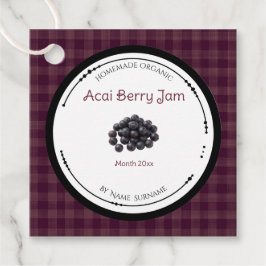 Selbstgemachte Acai-Beeren-Marmeladen-Etikette mit Geschenkanhänger