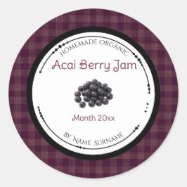 Selbstgemachte Acai-Beeren-Marmeladen-Etikette Runder Aufkleber