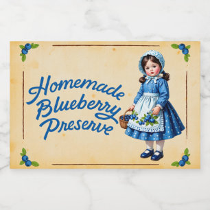 Selbstgemachte Blaubeermarmelade - Vintage Lebensmitteletikett