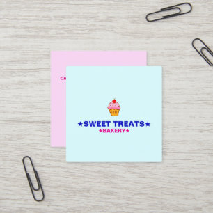 Selbstgemachte Cupcakes   Logo & Minimalistische H Quadratische Visitenkarte
