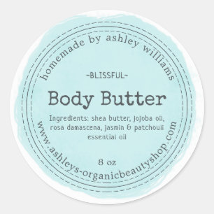 Selbstgemachte Körperbutter Blau Organisches Gesch Runder Aufkleber