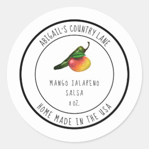 Selbstgemachte Mango Jalapeno Salsa Etikett Runder Aufkleber