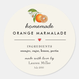 Selbstgemachte Orangenmarmelade moderne Flasche Runder Aufkleber