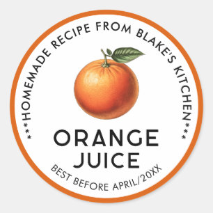 Selbstgemachte Orangensaft-Vorratslabels Runder Aufkleber