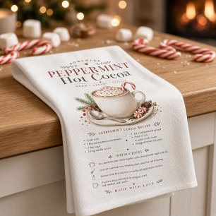 Selbstgemachte Pfefferminz-Hot-Cocoa-Rezept Weihna Geschirrtuch
