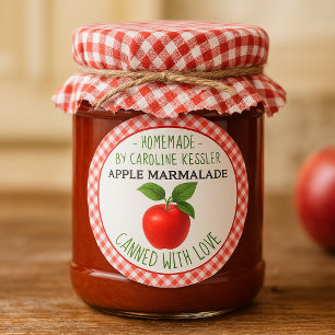 Selbstgemachte rote Apfel-Marmelade-Etikettenbogen Runder Aufkleber