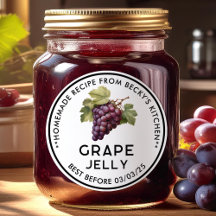 Selbstgemachte Rote Trauben Marmelade Einmachlabel
