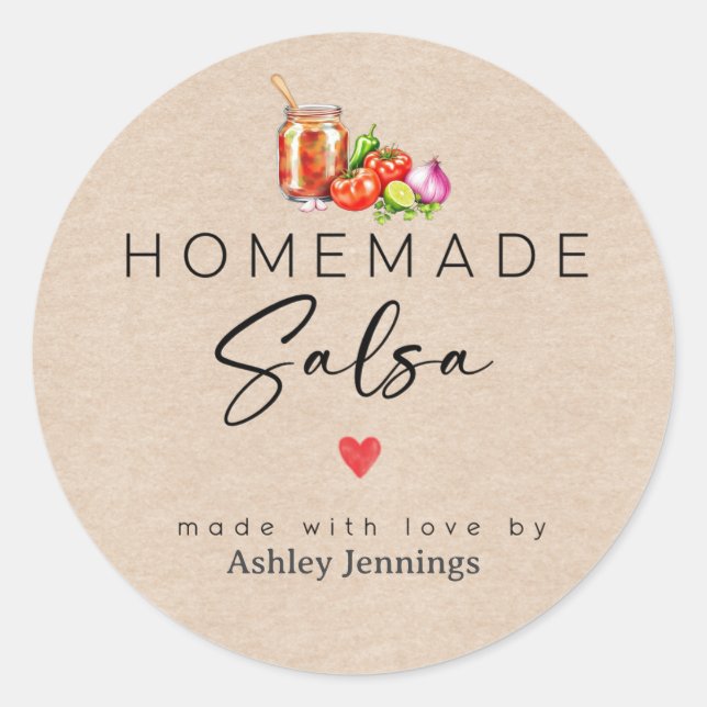 Selbstgemachte Salsa-Etiketten | Mit Liebe Sticker (Vorderseite)