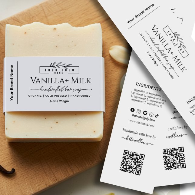 Selbstgemachte Seife Bauchbinde mit Logo & QR-Code Einladungsbanderole (Von Creator hochgeladen)