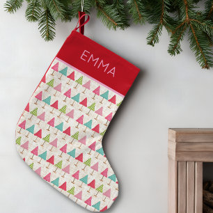Selbstgemachte Weihnachtsbäume Stoff – Rosa Roter  Kleiner Weihnachtsstrumpf