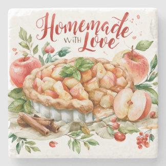 Selbstgemachter Apfelkuchen mit Liebe Steinuntersetzer