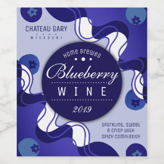 Selbstgemachter Blaubeerwein-Cider personalisiert Weinetikett