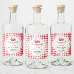Selbstgemachter Granatapfelsirup Flaschenetikett Alkoholflaschenetikett
