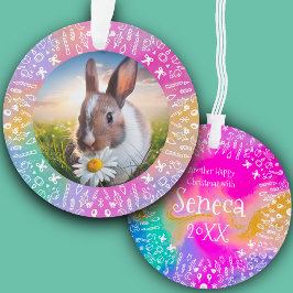 Selbstgemachter Kaninchen-Regenbogen-Weihnachtssch Ornament