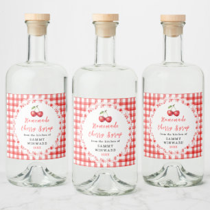 Selbstgemachter Kirschsirup Flaschenetikett Alkoholflaschenetikett