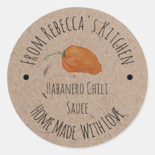 Selbstgemachter Kraftpapier Habanero-Chilisauce Runder Aufkleber