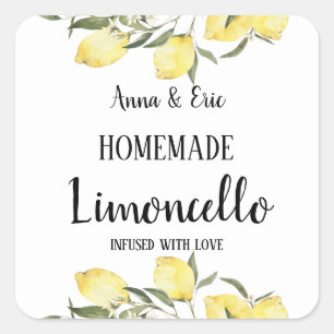 Selbstgemachter Limoncello Elegante Moderne Hochze Quadratischer Aufkleber
