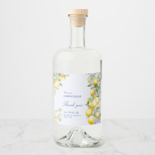 Selbstgemachter Limoncello Mittelmeerfliese Danke Alkoholflaschenetikett