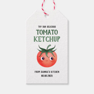 Selbstgemachter Tomatenketchup mit kleinen Tomaten Geschenkanhänger