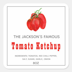 Selbstgemachter Tomatenketchup   Sauce Etikett Quadratischer Aufkleber
