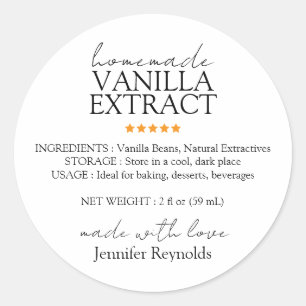 Selbstgemachter Vanille-Extrakt mit Anweisungen Runder Aufkleber