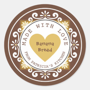 Selbstgemachtes Bananenbrot mit Liebe gemacht Runder Aufkleber