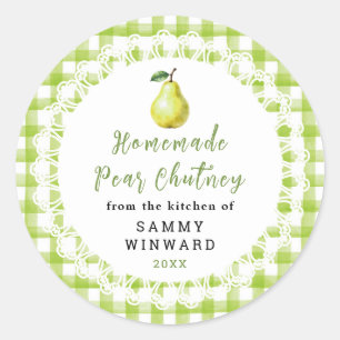 Selbstgemachtes Birnen-Chutney-Glas-Etikett Runder Aufkleber
