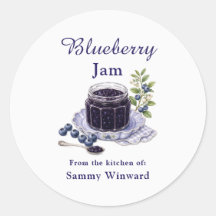 Selbstgemachtes Blaubeermarmeladen-Geschenklabel