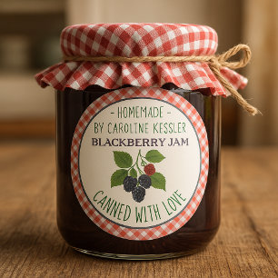 Selbstgemachtes Brombeer-Marmelade-Etikettierblatt Runder Aufkleber