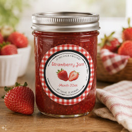 Selbstgemachtes Erdbeer-Marmeladen-Label-Aufkleber Runder Aufkleber