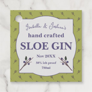 Selbstgemachtes Sloe Gin Etikett Geschenkanhänger