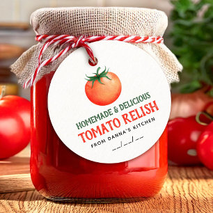 Selbstgemachtes Tomatenrelish-Etikett mit roter To Geschenkanhänger