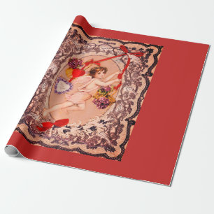Selbstgemachtes Vintage-Valentinstag-Geschenkpapie Geschenkpapier