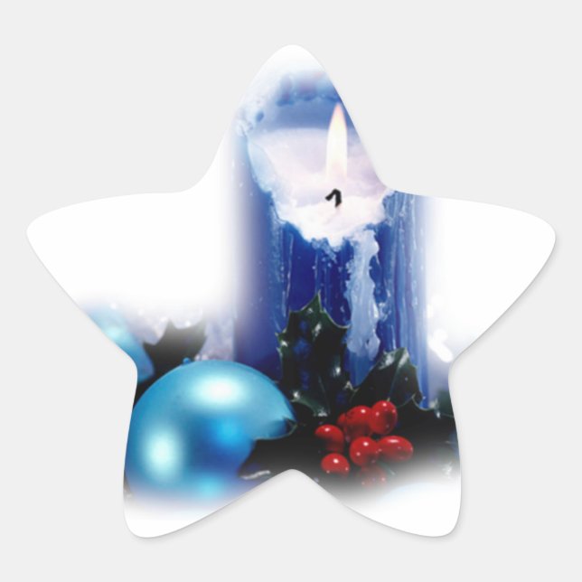 Selbstklebende Weihnachtskerze Stern-Aufkleber (Vorderseite)
