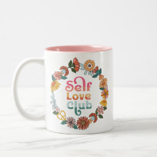 Selbstliebe-Club Retro Positives Zitat Zweifarbige Tasse