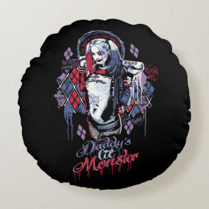 Selbstmord-Gruppe Harley Quinn schwärzte Rundes Kissen