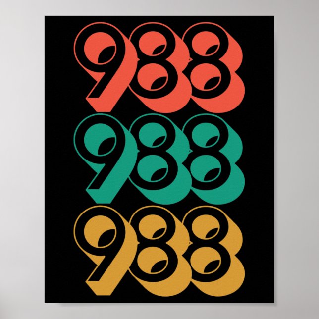 Selbstmordbewusstsein - 988 - Suizidprävention 988 Poster (Vorne)