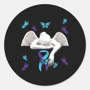 Selbstmordbewusstsein Angel Ribbon Butterfliegen Runder Aufkleber