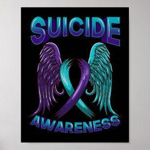 Selbstmordbewusstsein Ribbon mit Flügeln Suizid Üb Poster