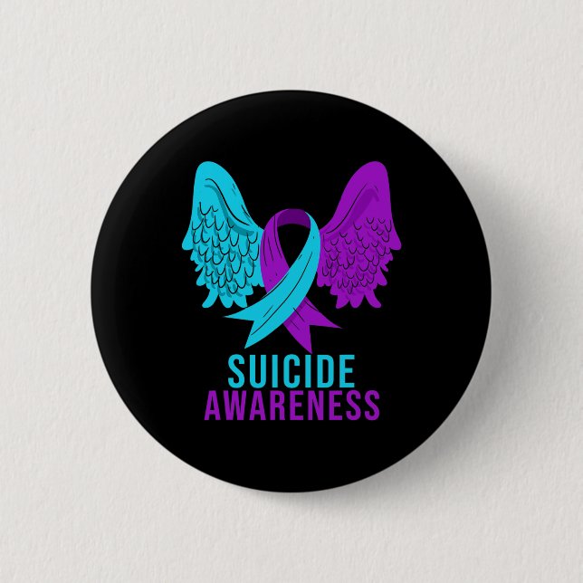 Selbstmordbewusstsein Ribbon Psychische Gesundheit Button (Vorderseite)