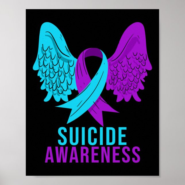 Selbstmordbewusstsein Ribbon Psychische Gesundheit Poster (Vorne)