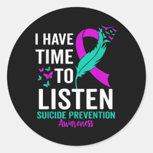Selbstmordbewusstsein Ribbon Psychische Gesundheit Runder Aufkleber