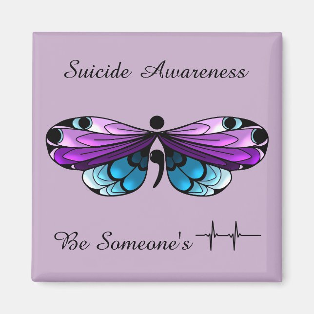 Selbstmordbewusstsein Schmetterling Semicolon Magn Magnet (Vorne)